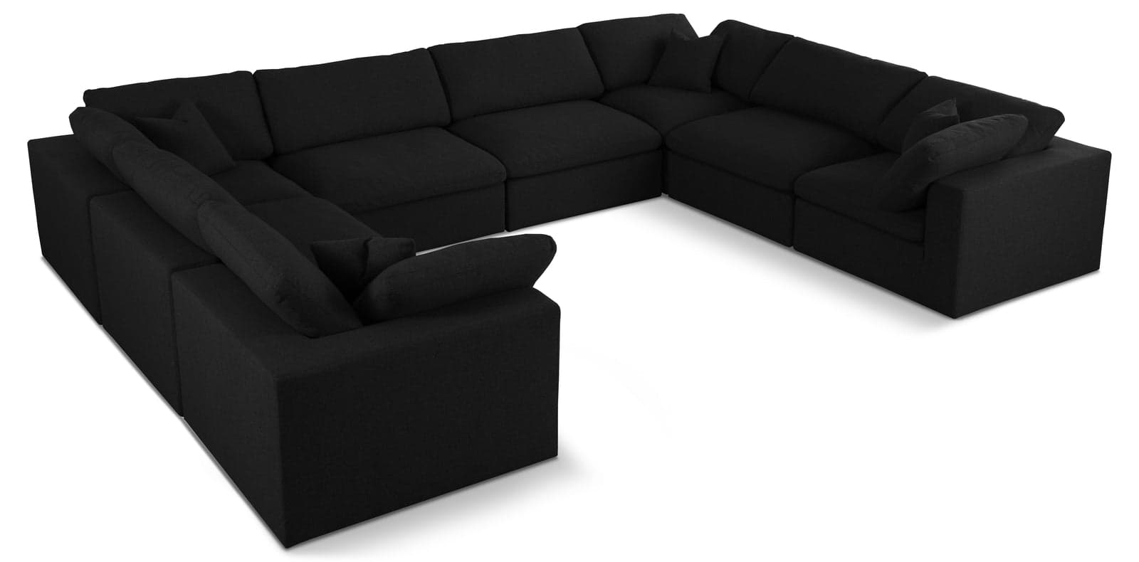 Camden 158" Black Linen Textured Fabric Upholstered Deluxe Comfort Sectional, 8-Piece — Vista 1 (1/3)