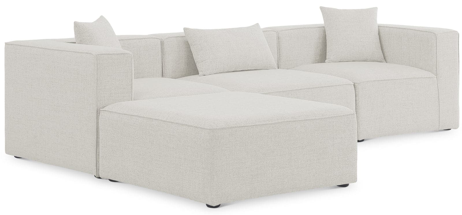 Farrah 108" Cream Fabric Upholstered Sectional, 4-Piece — View 1 (1/3)