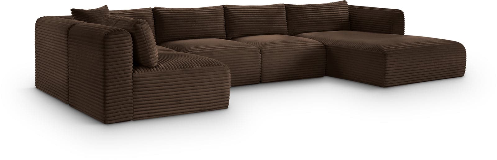 Faye 145" Brown Corduroy Performance Fabric Upholstered Sectional, 5-Piece (Style 2) — Vista 1 (1/3)