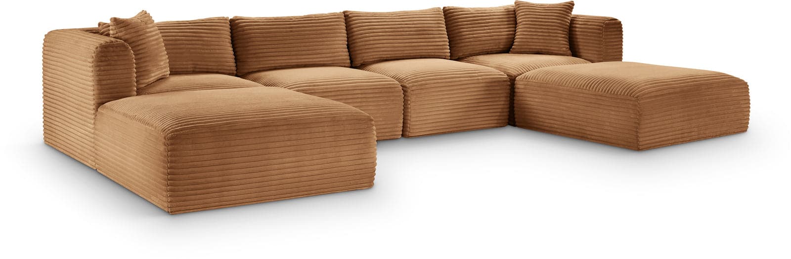 Faye 140" Saddle Corduroy Performance Fabric Upholstered Sectional, 6-Piece (Style 4) — Vista 1 (1/3)