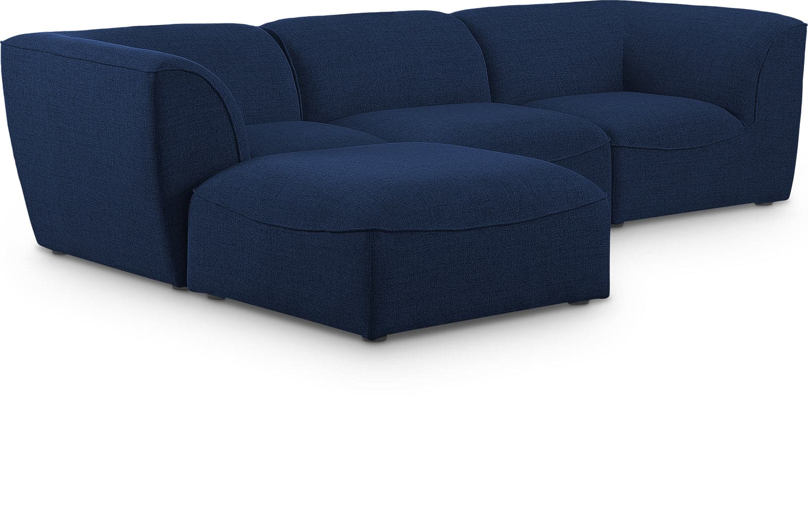 Greer 109" Navy Linen Textured Fabric Upholstered Sectional, 4-Piece — Vista 1 (1/3)