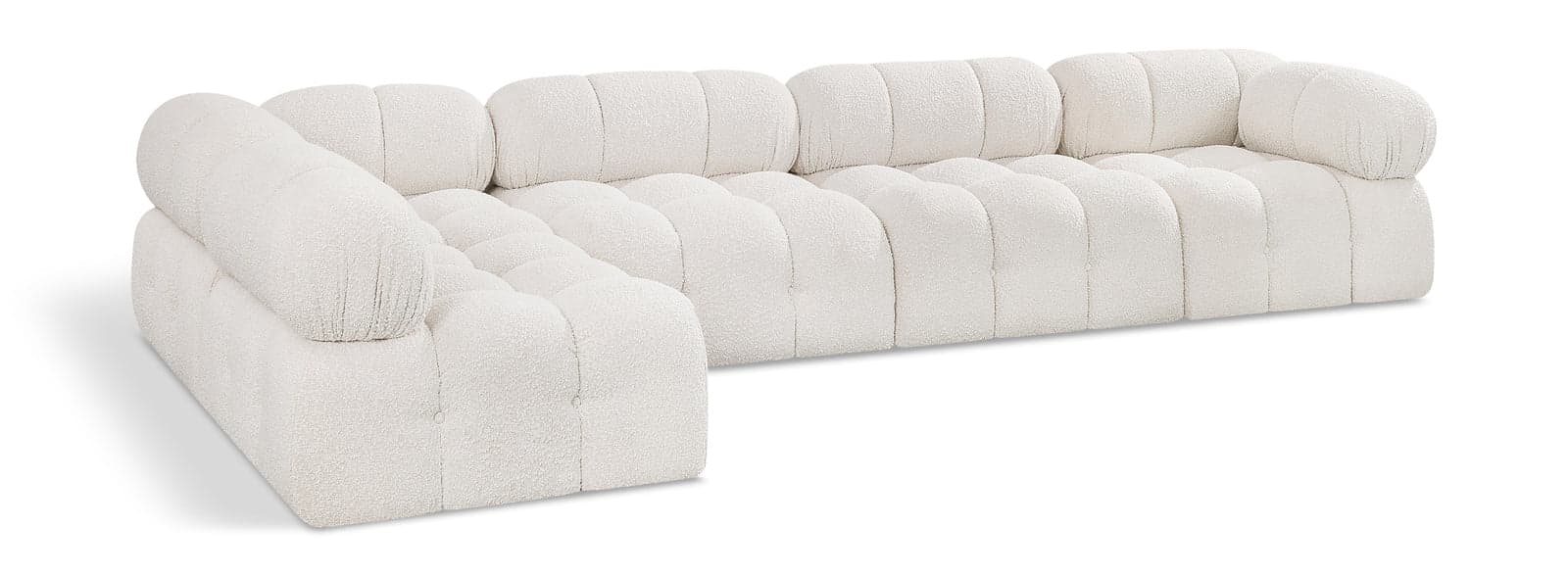 Darcy 136" Cream Boucle Fabric Upholstered Sectional, 5-Piece — View 1 (1/3)