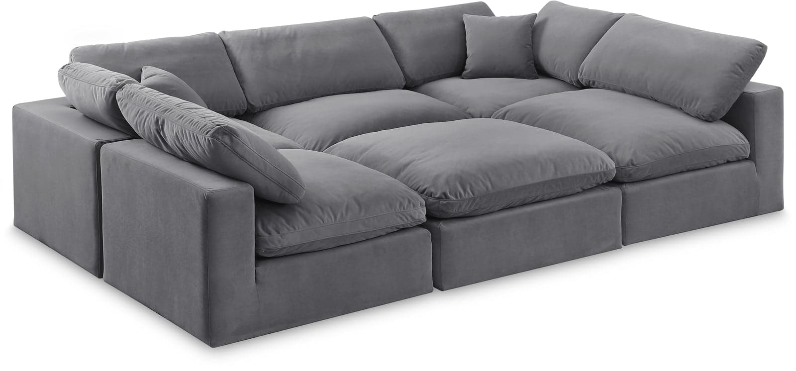 Farrah 119" Grey Velvet Upholstered Sectional, 6-Piece — Vista 1 (1/3)