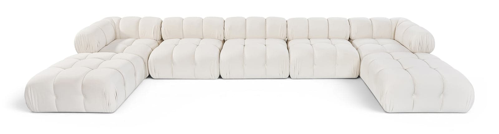 Camden Cream Velvet Performance Fabric Upholstered Sectional, 7-Piece (Style 3) — Vista 1 (1/3)
