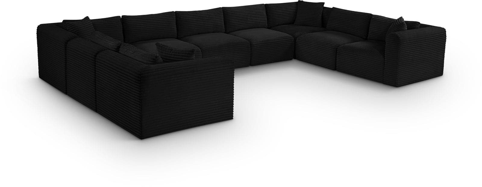 Faye 171" Black Corduroy Performance Fabric Upholstered Sectional, 9-Piece — Vista 1 (1/3)