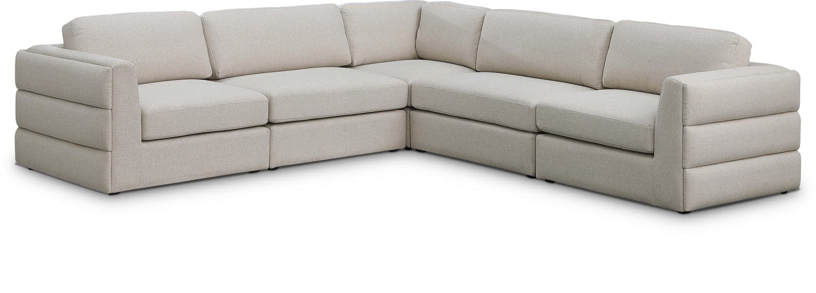 Celeste 114" Beige Linen Textured Fabric Upholstered Sectional, 5-Piece (Style 2) — Vista 1 (1/3)