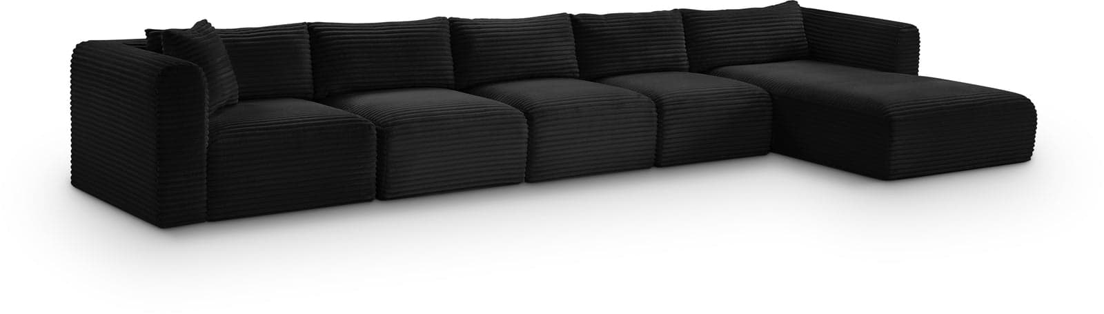 Faye 176" Black Corduroy Performance Fabric Upholstered Sectional, 5-Piece — Vista 1 (1/3)