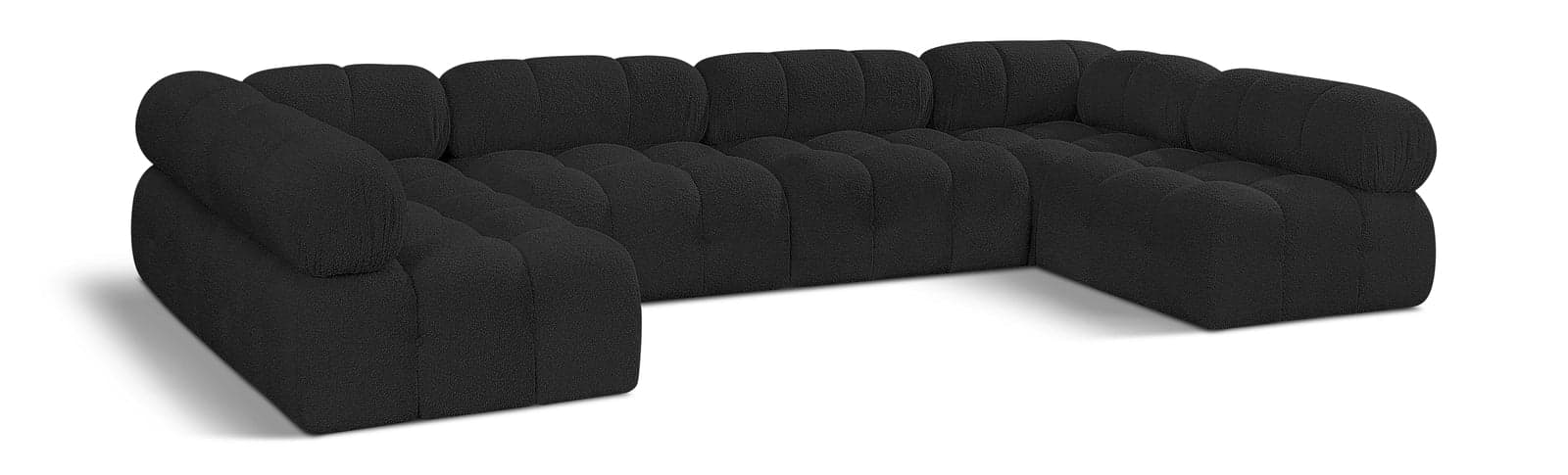 Darcy 136" Black Boucle Fabric Upholstered Sectional, 6-Piece (Style 2) — Vista 1 (1/3)