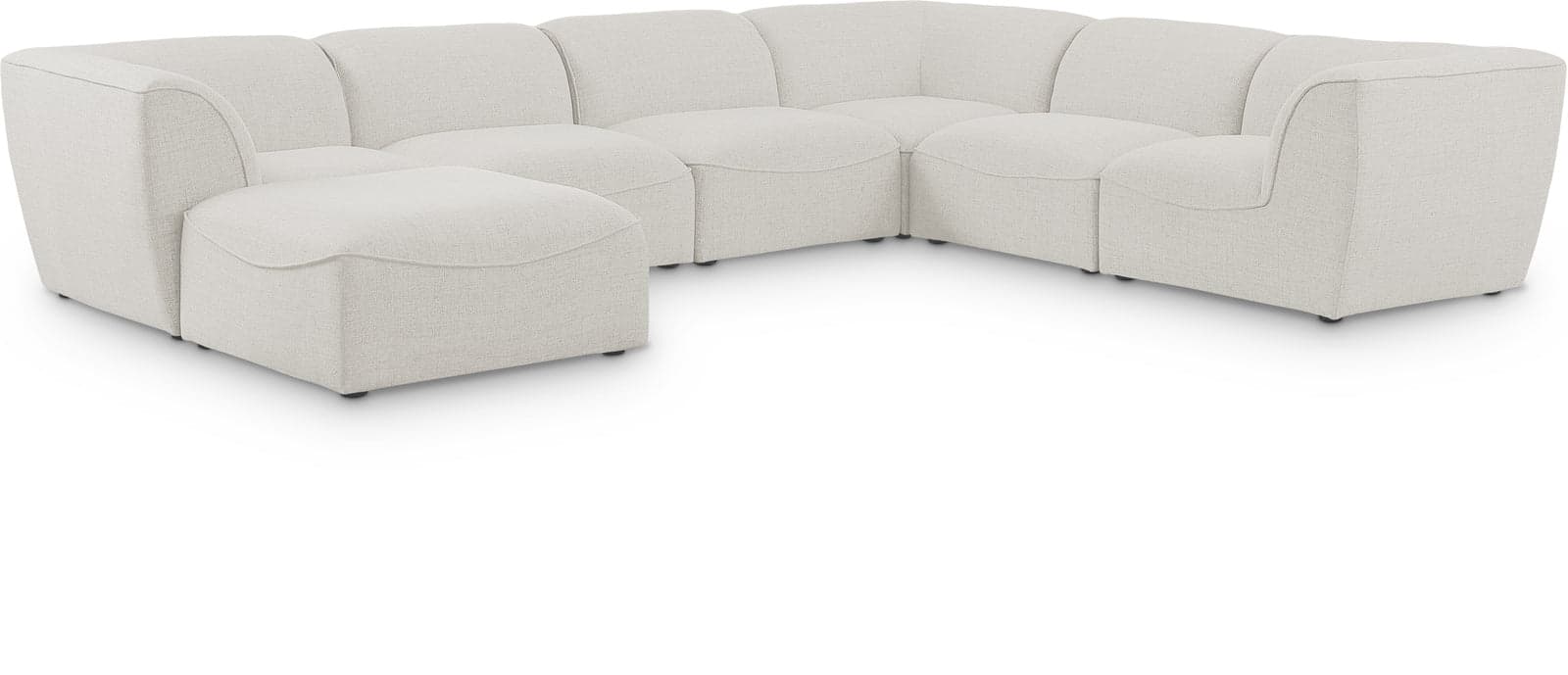 Greer 142" Cream Linen Textured Fabric Upholstered Sectional, 7-Piece — Vista 1 (1/3)