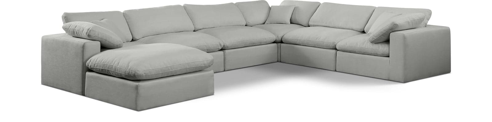 Farrah 158" Grey Linen Textured Fabric Upholstered Sectional, 7-Piece — View 1 (1/3)