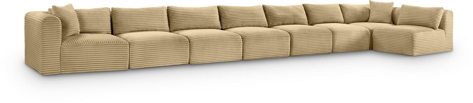 Faye 233" Camel Corduroy Performance Fabric Upholstered Sectional, 8-Piece — View 1 (1/3)