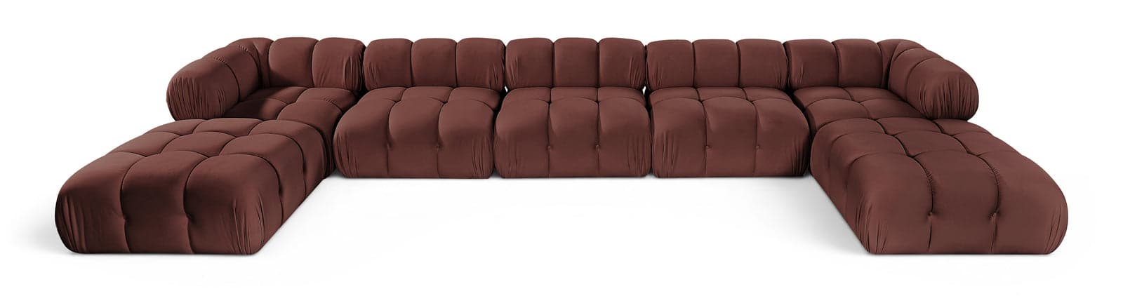 Camden Rose Velvet Performance Fabric Upholstered Sectional, 7-Piece (Style 3) — View 1 (1/3)