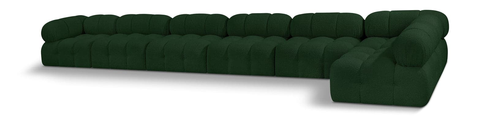 Darcy 204" Green Boucle Fabric Upholstered Sectional, 7-Piece — Vista 1 (1/3)