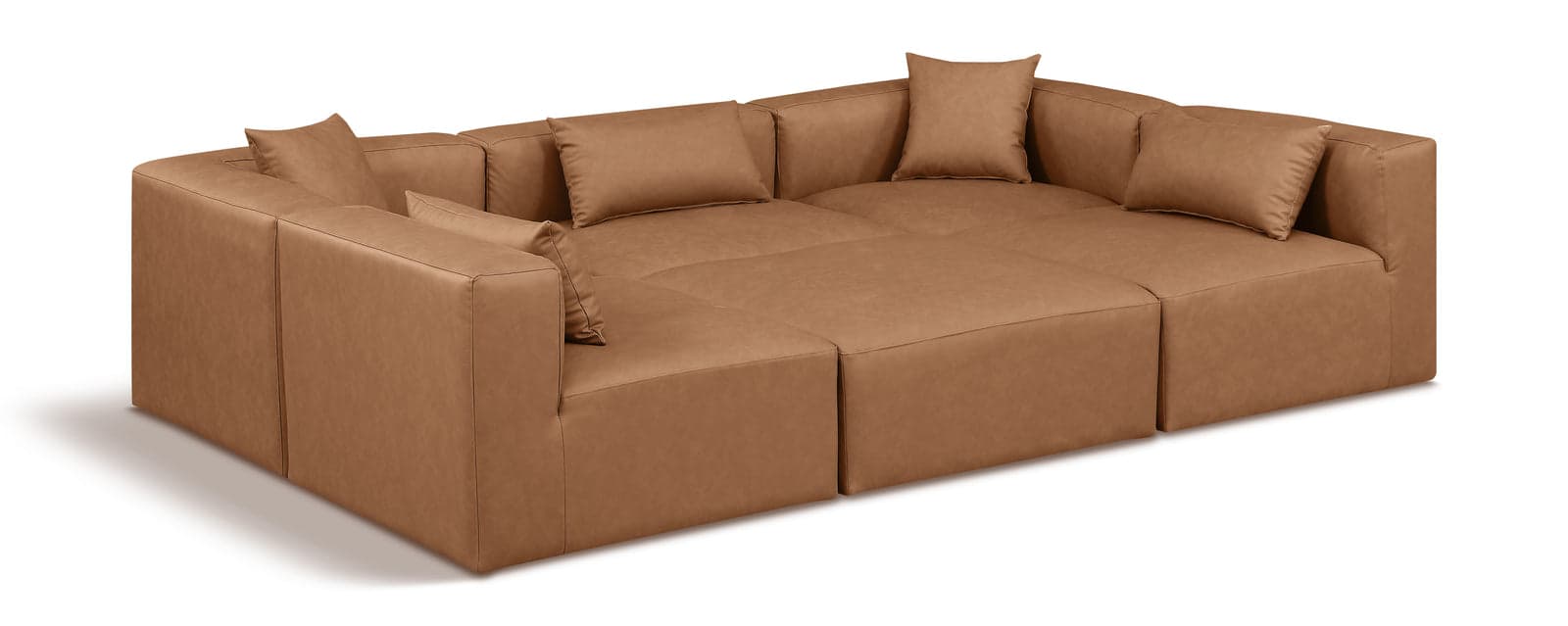 Farrah 108" Brown Vegan Leather Upholstered Sectional, 6-Piece — Vista 1 (1/3)