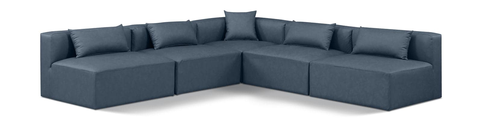 Farrah 108" Navy Vegan Leather Upholstered Sectional, 5-Piece — View 1 (1/3)