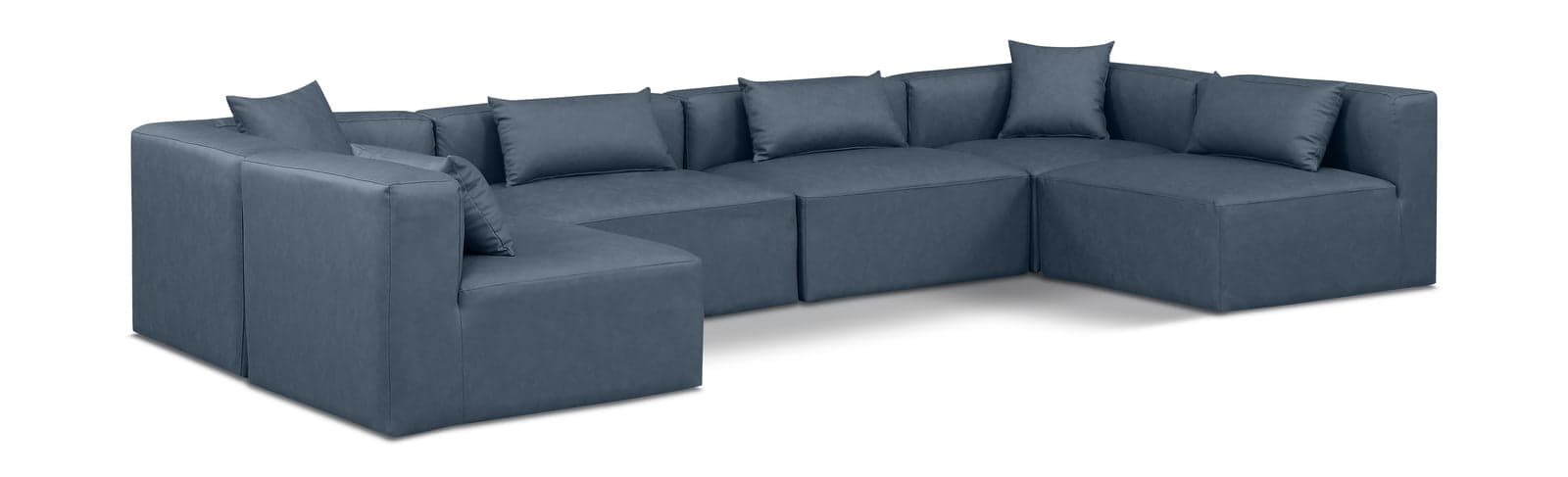 Farrah 144" Navy Vegan Leather Upholstered Sectional, 6-Piece (Style 3) — Vista 1 (1/3)
