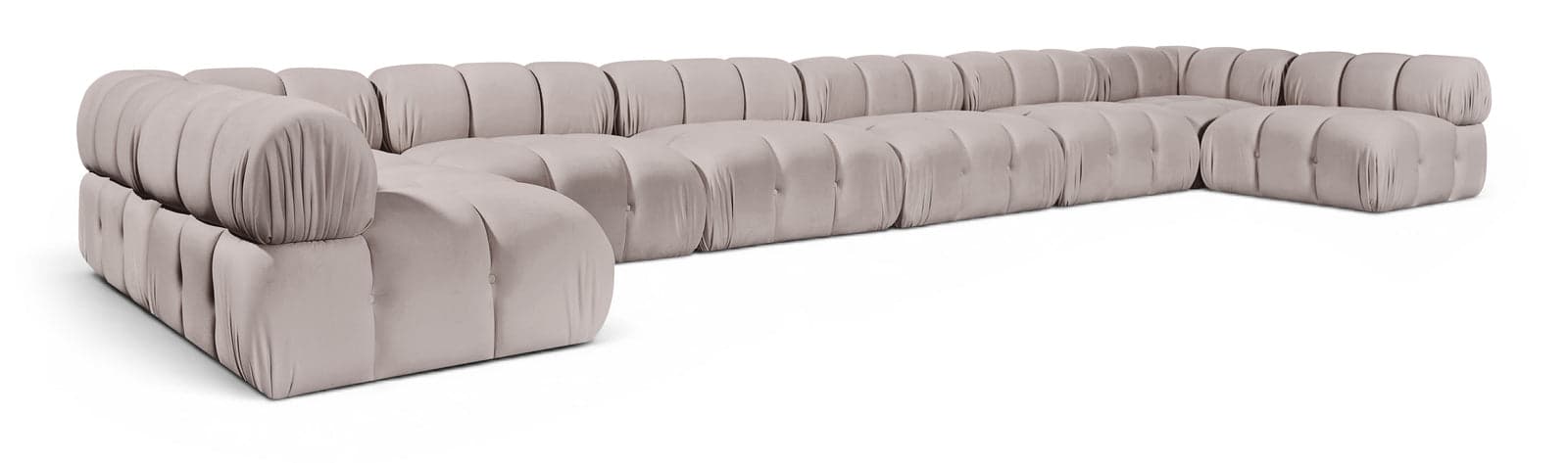 Camden Beige Velvet Performance Fabric Upholstered Sectional, 8-Piece (Style 3) — View 1 (1/3)