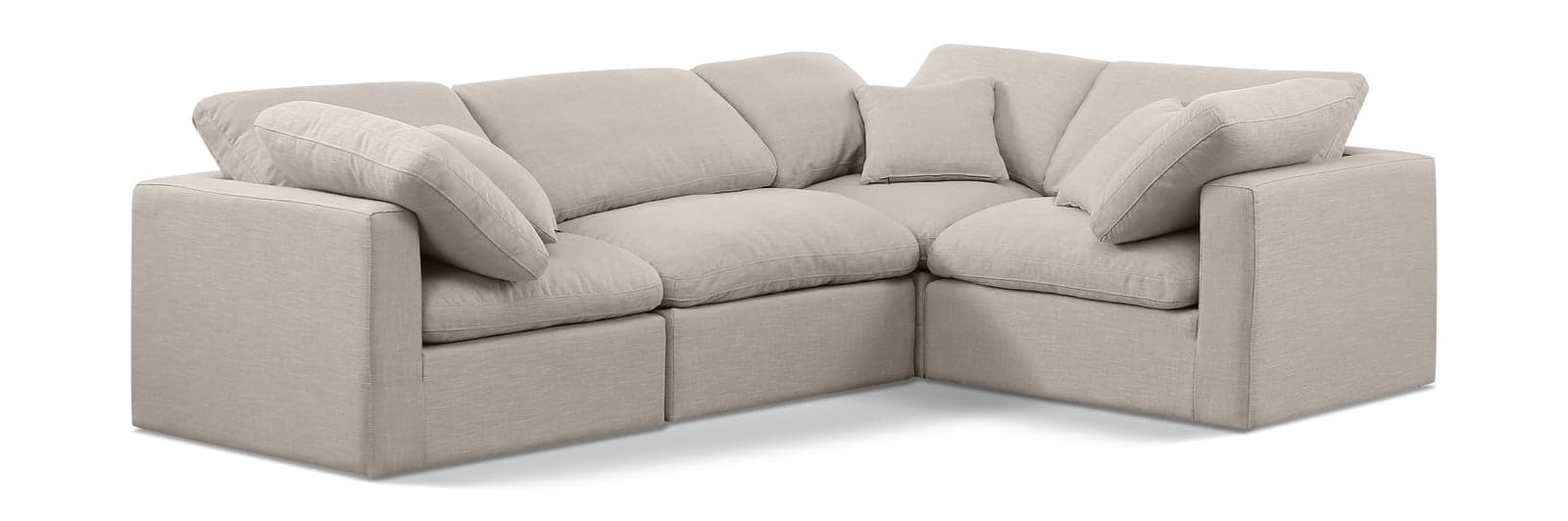 Sloane 105" Linen Textured Fabric Upholstered Sectional, 4-Piece (Style 3) — Vista 1 (1/6)
