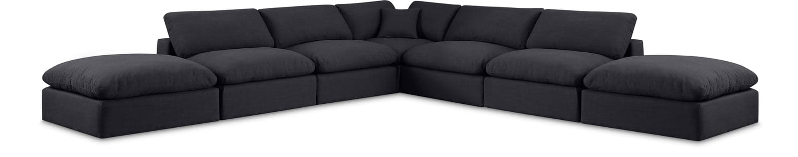 Farrah 157" Black Linen Textured Fabric Upholstered Sectional, 7-Piece — Vista 1 (1/3)