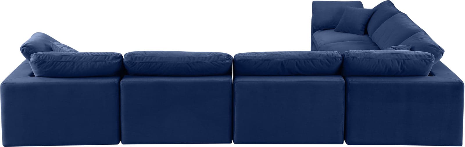 Farrah 158" Navy Velvet Upholstered Sectional, 6-Piece — View 1 (1/3)