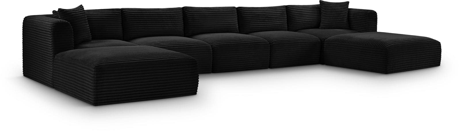 Faye 171" Black Corduroy Performance Fabric Upholstered Sectional, 7-Piece (Style 2) — Vista 1 (1/3)