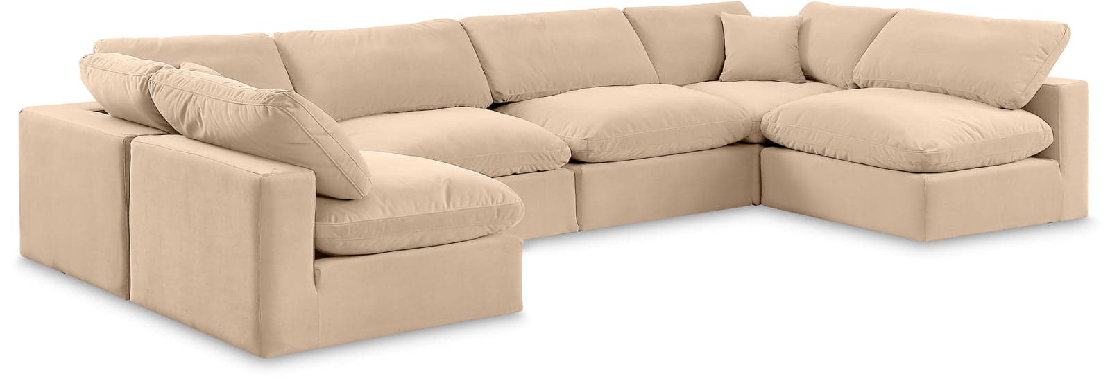 Farrah 158" Beige Velvet Upholstered Sectional, 6-Piece (Style 3) — Vista 1 (1/3)