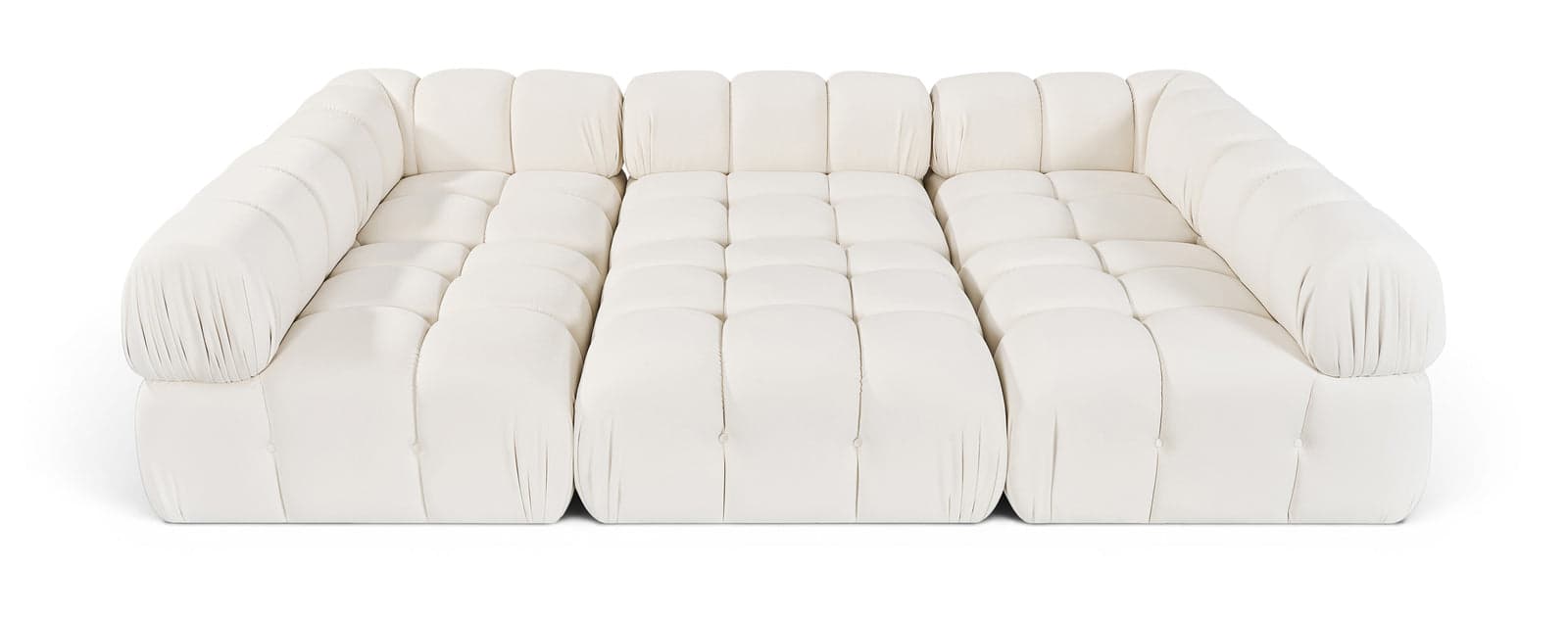 Camden Cream Velvet Performance Fabric Upholstered Sectional, 6-Piece (Style 8) — View 1 (1/3)