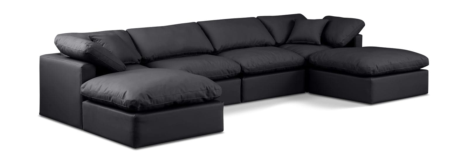 Sloane 140" Vegan Leather Upholstered Sectional, 6-Piece (Style 2) — Vista 1 (1/5)