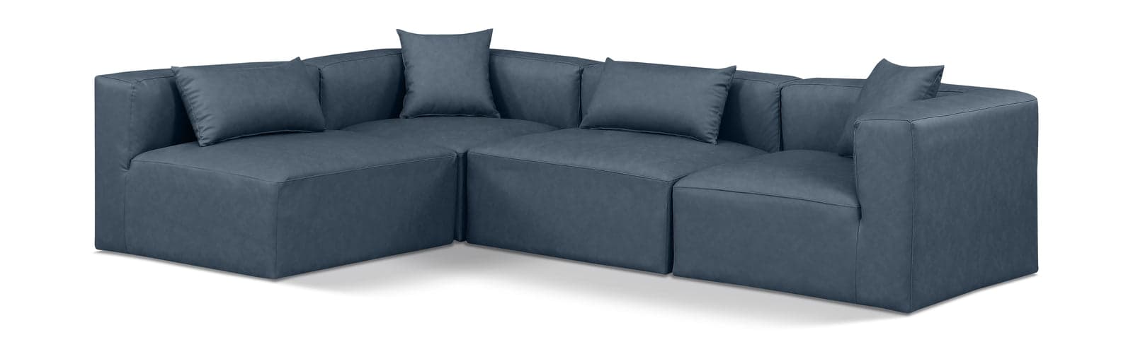 Farrah 108" Navy Vegan Leather Upholstered Sectional, 4-Piece (Style 2) — Vista 1 (1/3)