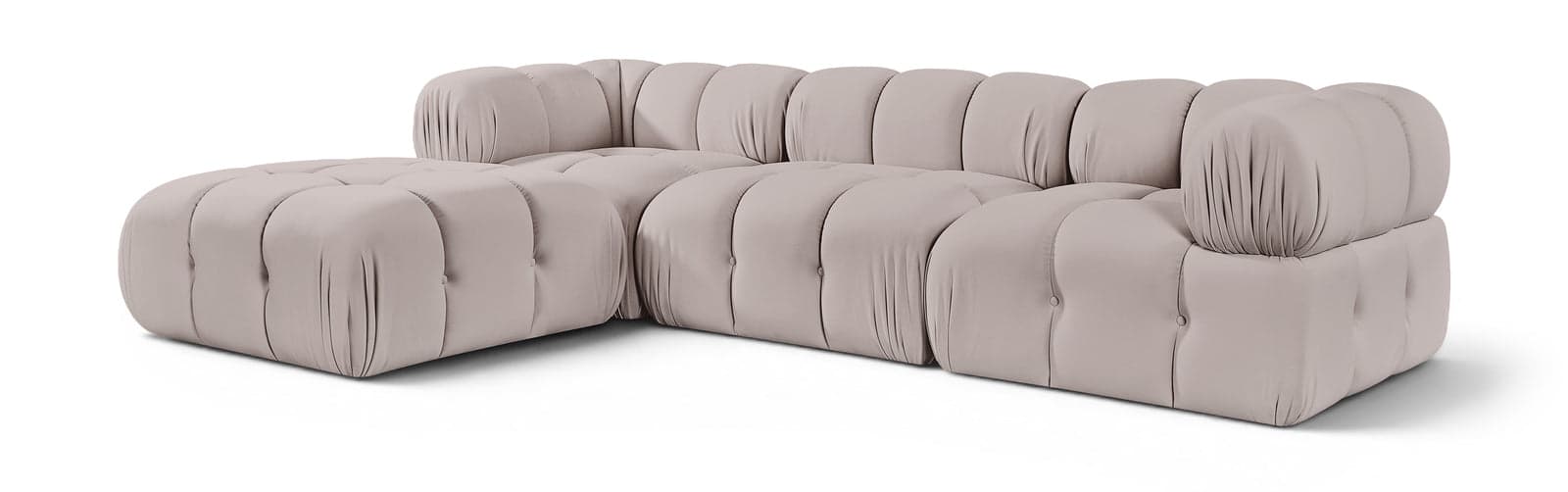 Camden Beige Velvet Performance Fabric Upholstered Sectional, 4-Piece (Style 2) — View 1 (1/3)