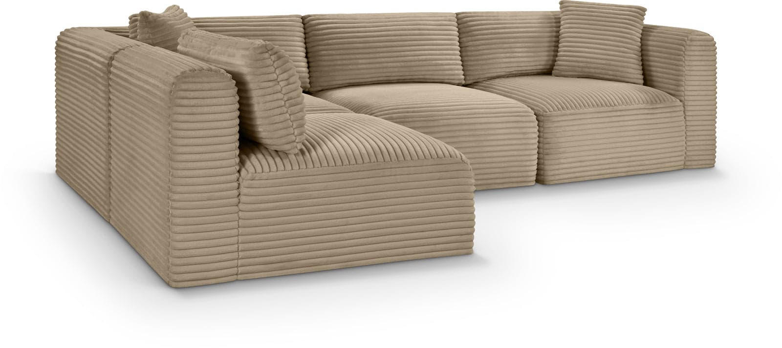 Faye 109" Taupe Corduroy Performance Fabric Upholstered Sectional, 4-Piece (Style 2) — Vista 1 (1/3)