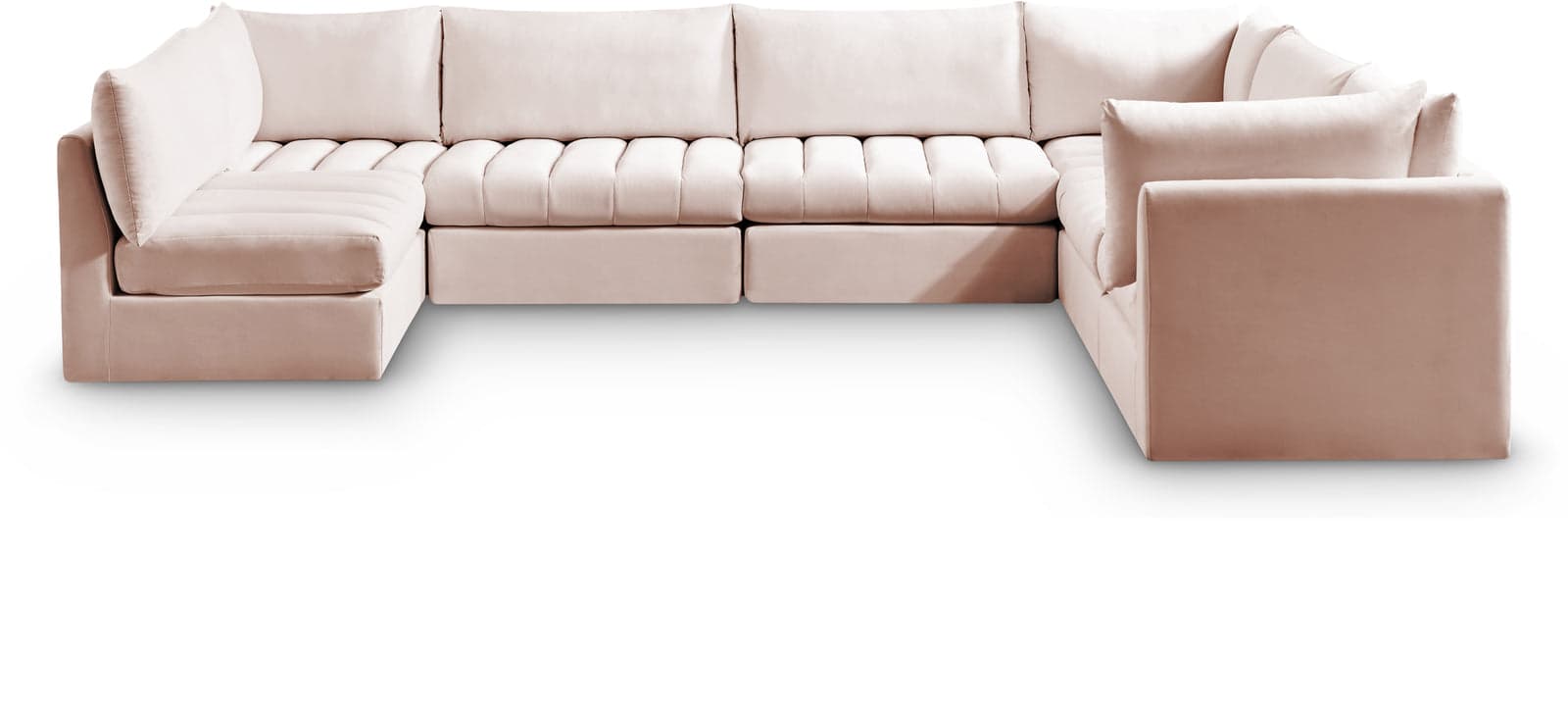 Rowan 140" Pink Velvet Upholstered Sectional, 7-Piece — Vista 1 (1/3)