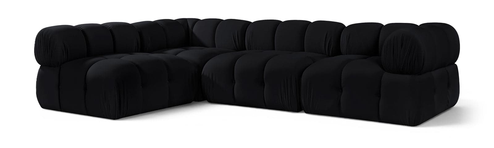 Camden Black Velvet Performance Fabric Upholstered Sectional, 4-Piece — Vista 1 (1/3)