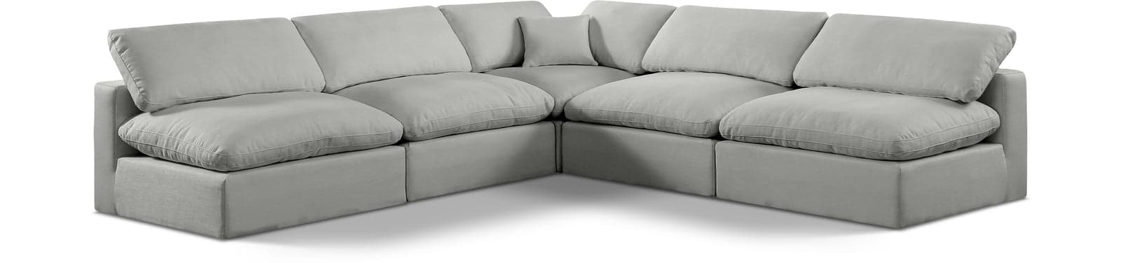 Farrah 118" Grey Linen Textured Fabric Upholstered Sectional, 5-Piece — Vista 1 (1/3)