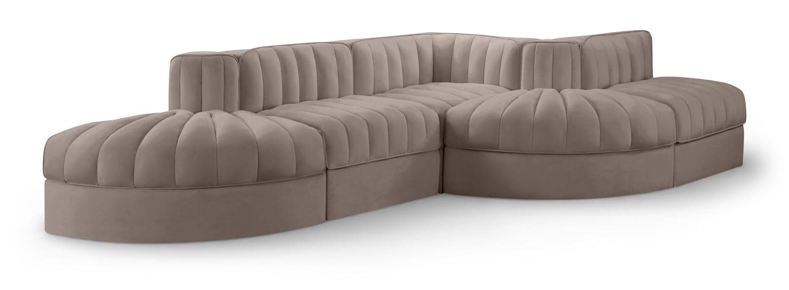 Talia Taupe Velvet Performance Fabric Upholstered Sectional, 5-Piece (Style 4) — Vista 1 (1/3)