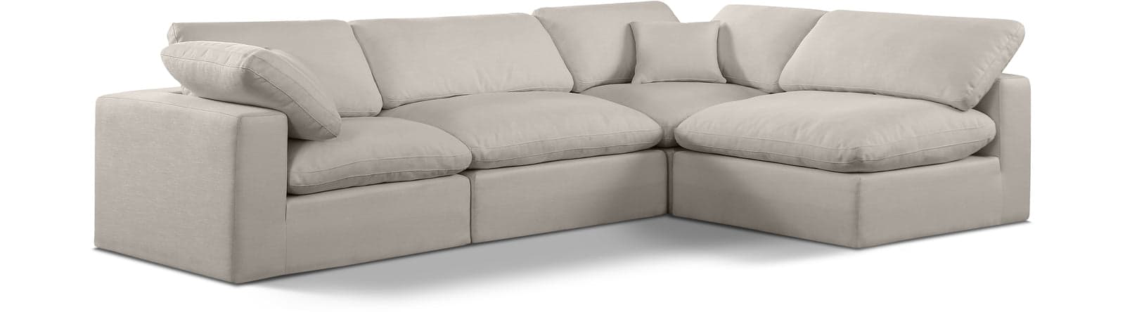 Farrah 119" Beige Linen Textured Fabric Upholstered Sectional, 4-Piece (Style 2) — View 1 (1/3)