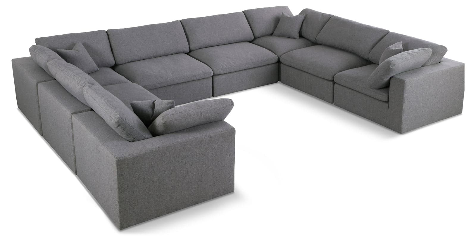 Camden 158" Grey Linen Textured Fabric Upholstered Deluxe Comfort Sectional, 8-Piece — Vista 1 (1/3)