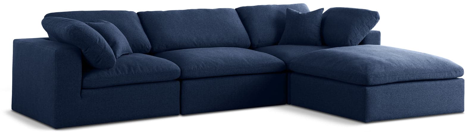 Camden 119" Navy Linen Textured Fabric Upholstered Deluxe Comfort Sectional, 4-Piece — Vista 1 (1/3)