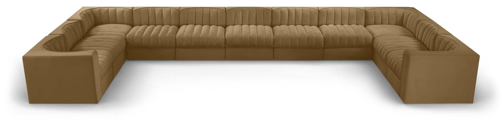 Talia Saddle Velvet Performance Fabric Upholstered Sectional, 11-Piece — View 1 (1/3)