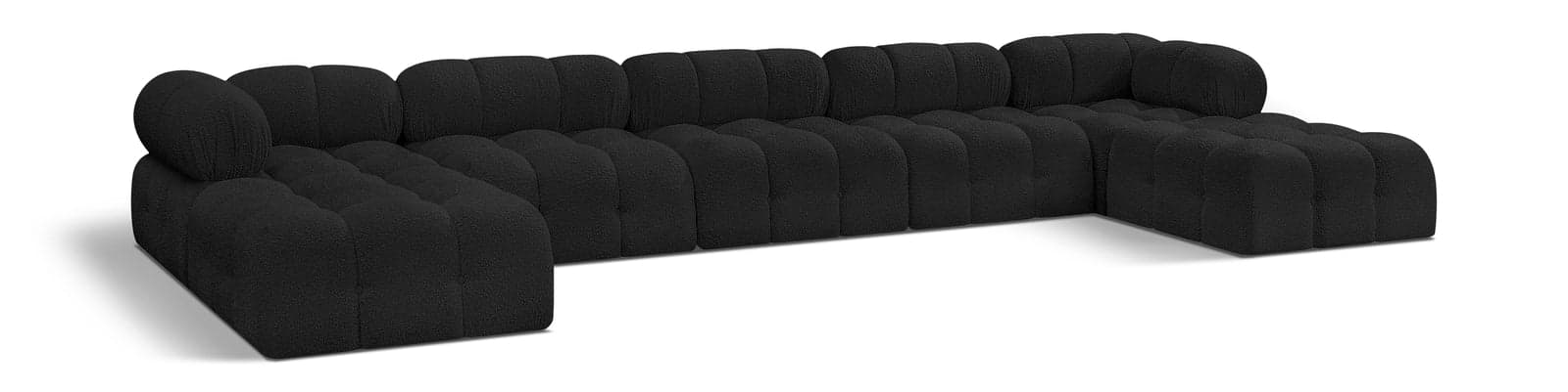 Darcy 170" Black Boucle Fabric Upholstered Sectional, 7-Piece (Style 2) — View 1 (1/3)