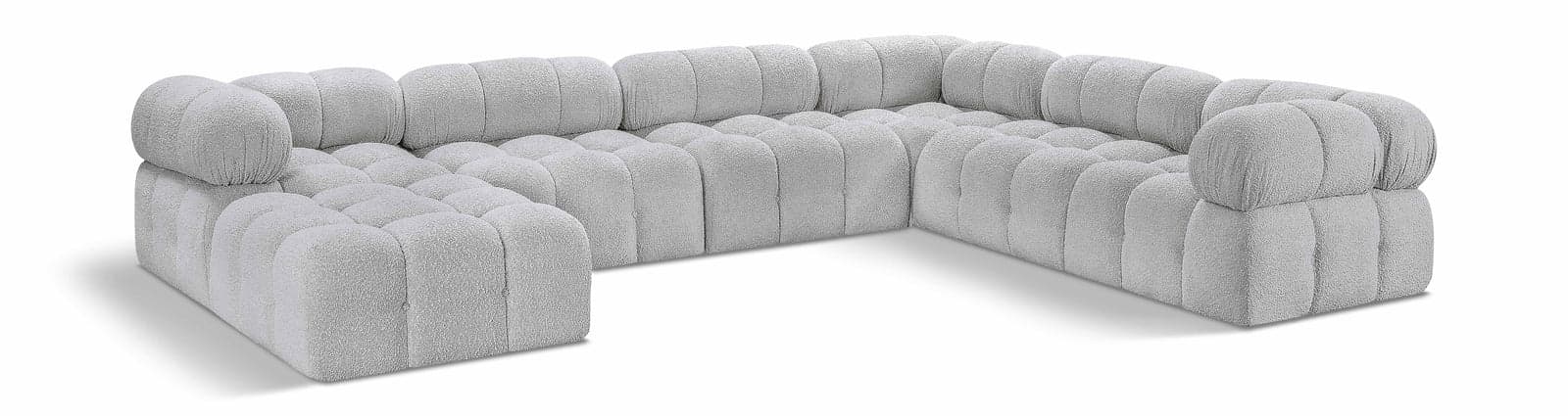 Darcy 136" Grey Boucle Fabric Upholstered Sectional, 7-Piece — View 1 (1/3)