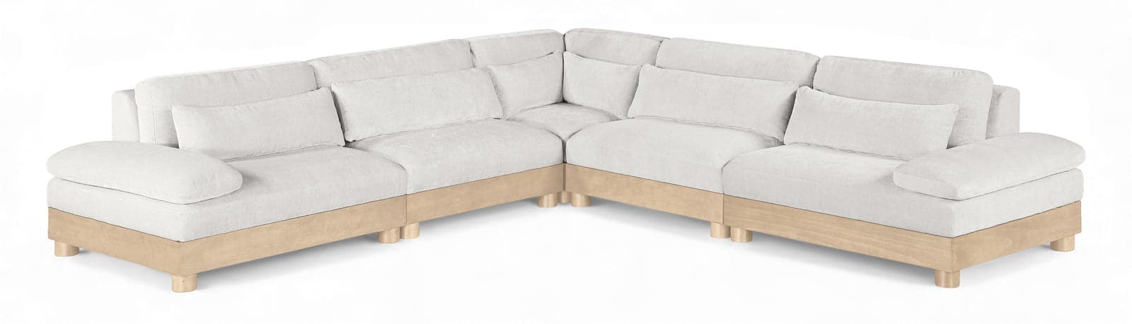 Kira 127.75" Cream Chenille Fabric Upholstered Modular Sectional, 5-Piece — Vista 1 (1/3)