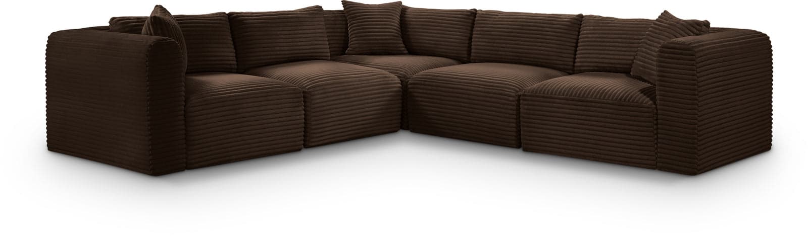 Faye 109" Brown Corduroy Performance Fabric Upholstered Sectional, 5-Piece — Vista 1 (1/3)