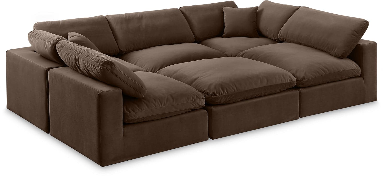 Farrah 119" Brown Velvet Upholstered Sectional, 6-Piece — View 1 (1/3)