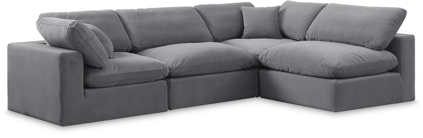 Farrah 119" Grey Velvet Upholstered Sectional, 4-Piece (Style 2) — View 1 (1/3)