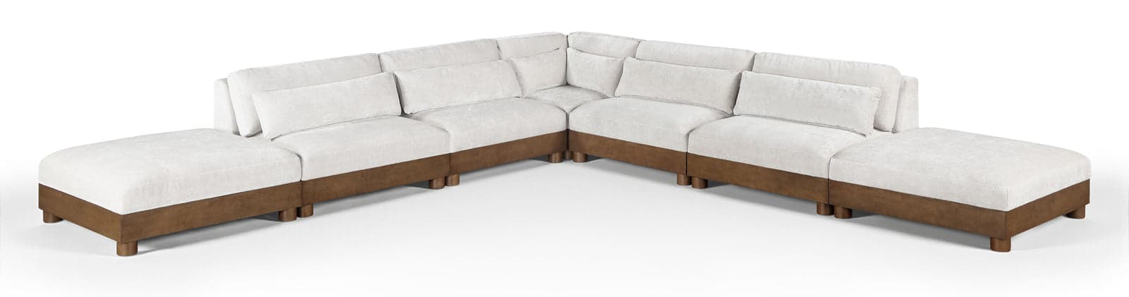 Kira 160" Cream Chenille Fabric Upholstered Sectional, 7-Piece — Vista 1 (1/3)