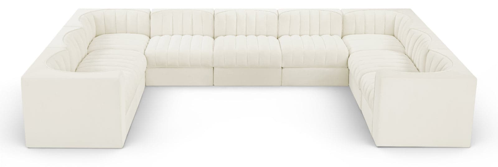Talia Cream Velvet Performance Fabric Upholstered Sectional, 9-Piece (Style 2) — Vista 1 (1/3)