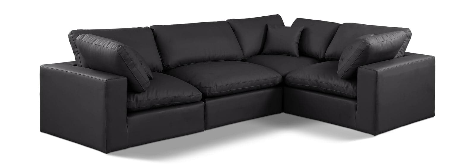 Farrah 119" Black Vegan Leather Upholstered Sectional, 4-Piece (Style 3) — Vista 1 (1/3)