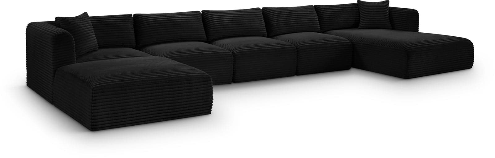 Faye 176" Black Corduroy Performance Fabric Upholstered Sectional, 6-Piece — View 1 (1/3)
