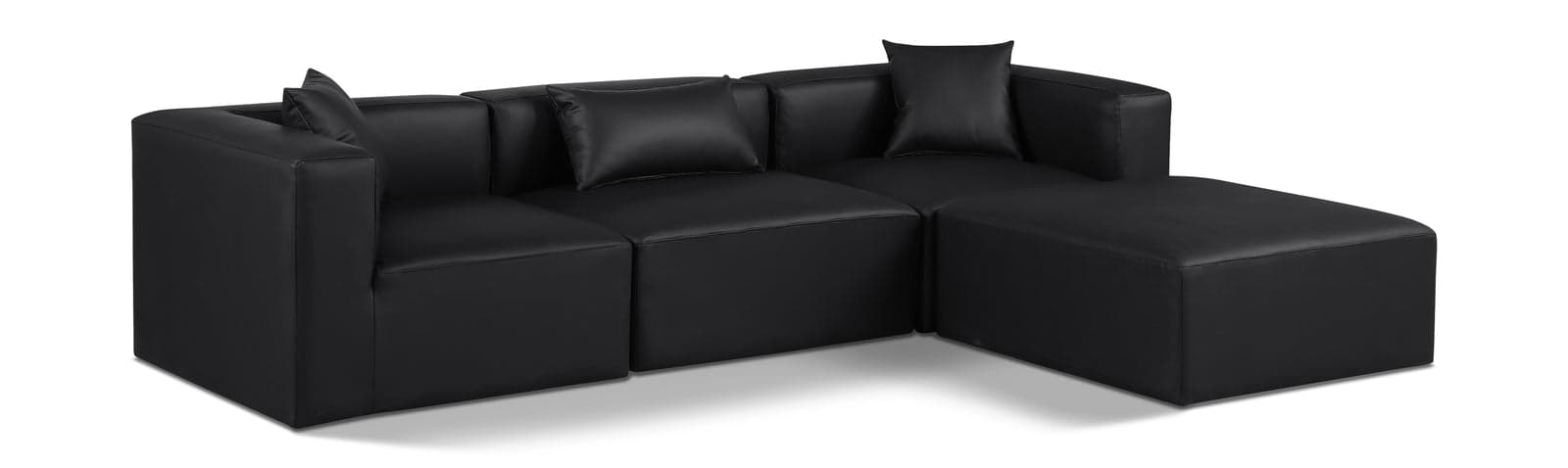 Farrah 108" Black Vegan Leather Upholstered Sectional, 4-Piece — Vista 1 (1/3)